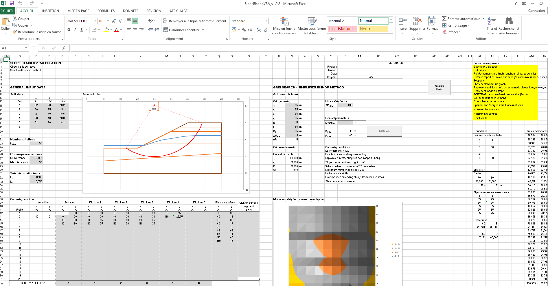 Slope stability by the Simplified Bishop method