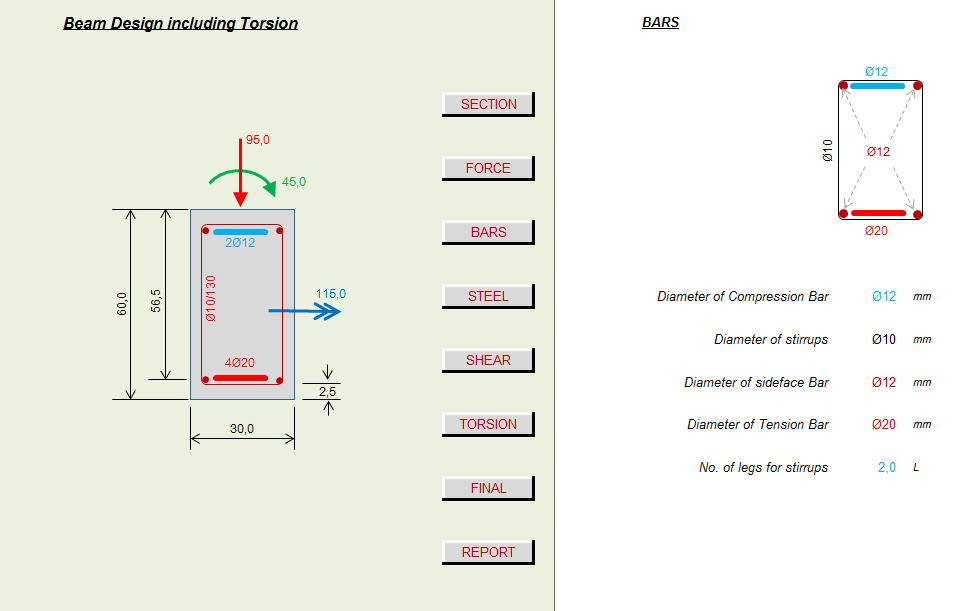 Reinforced Concrete Analysis and Design for Torsion spreadsheet