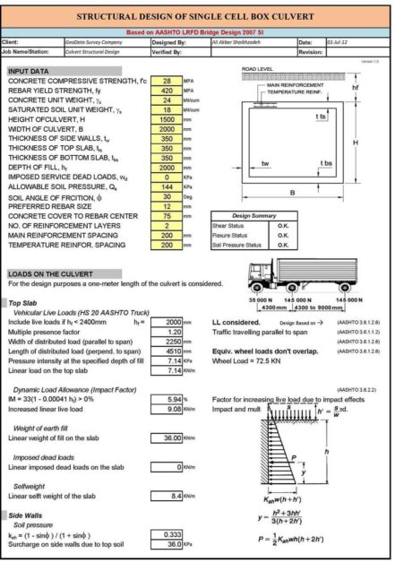 Box culvert design excel sheet printable Box culvert design excel sheet printable