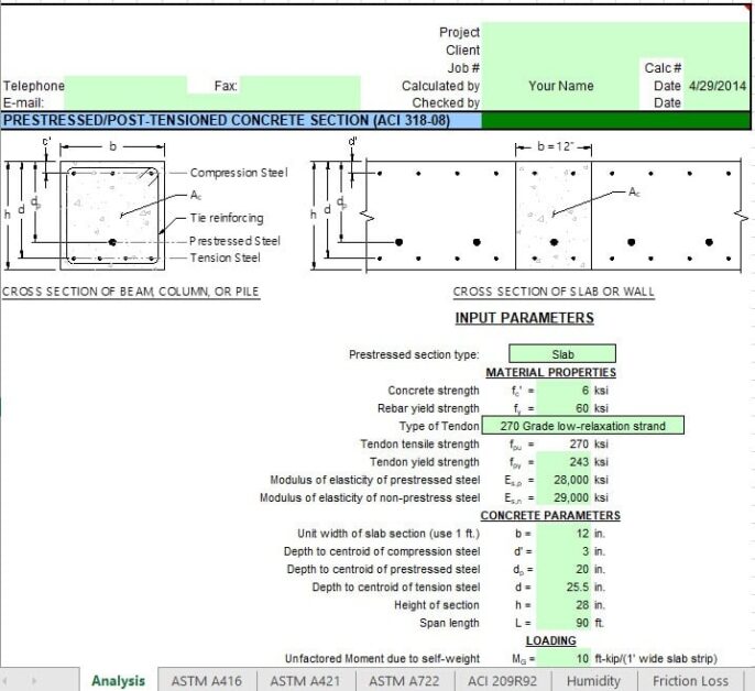 Prestressed Post-Tensioned Concrete Section