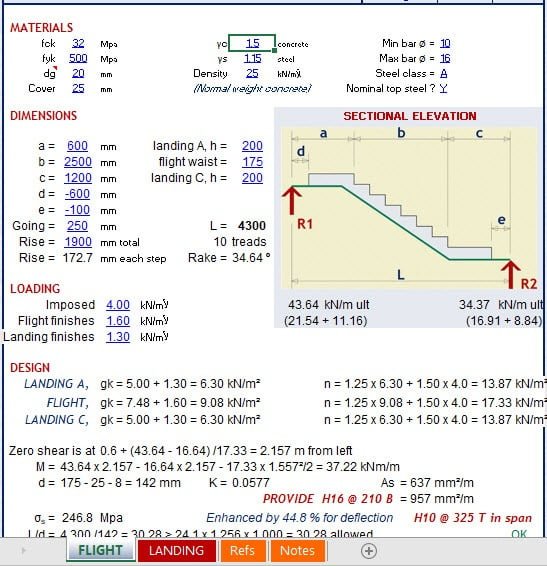 Stair Flight and Landing Design Spreadsheet