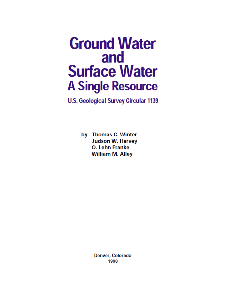 Ground Water and Surface Water A Single Resource