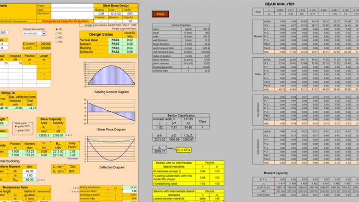 Steel Beam Design Spreadsheet to BS 5950