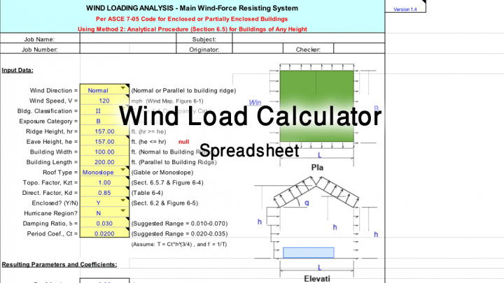 Wind Load Calculator Excel Spreadsheet