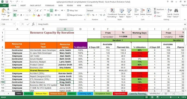 Agile Project Excel Template
