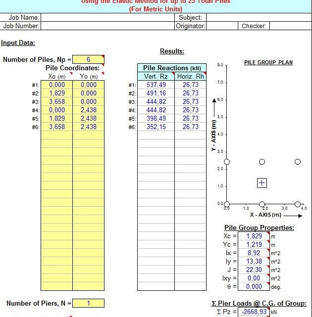 Pile Group Analysis Spreadsheet