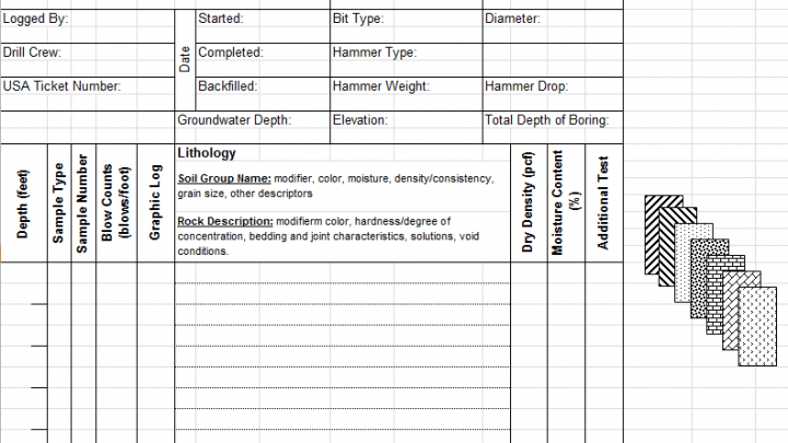 Soil Boring Log Excel Template