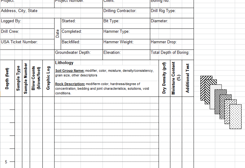 Soil Boring Log Excel Template