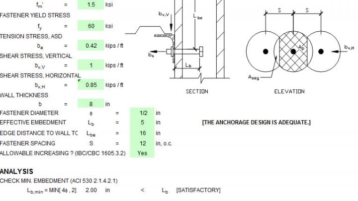 18 Masonry Design spreadsheet