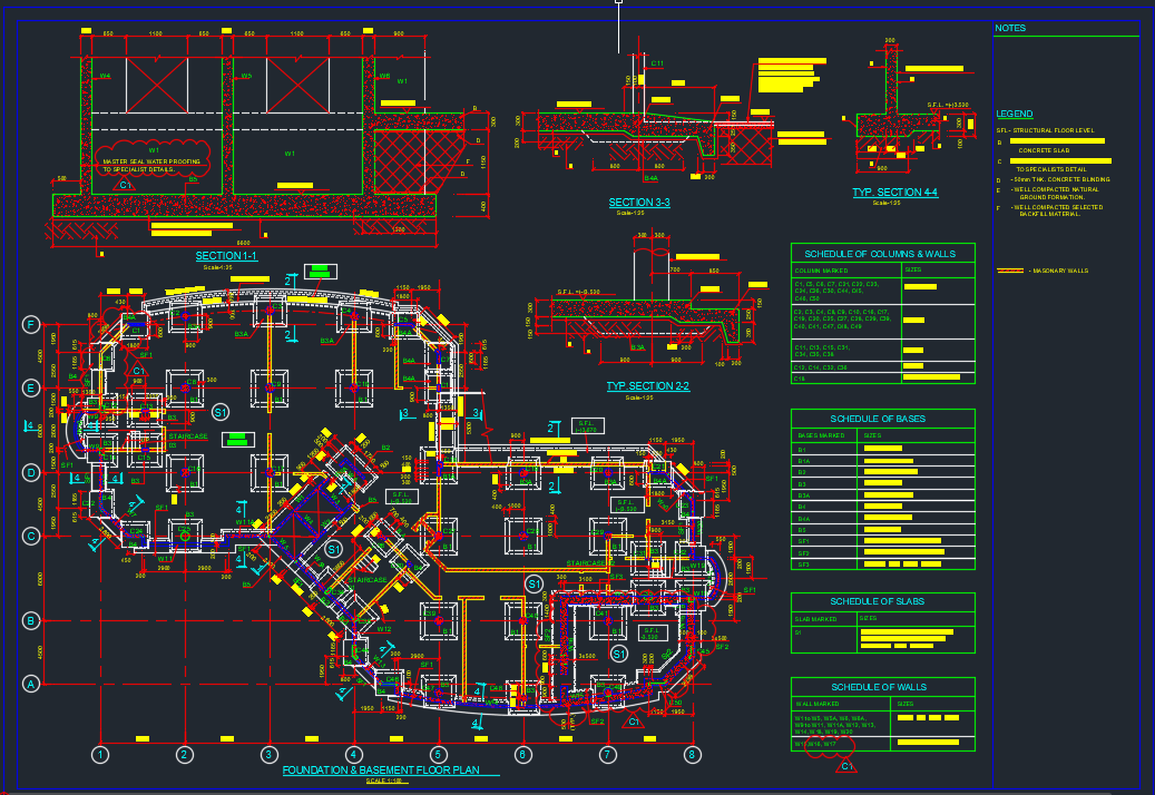 Detail Of Raft Foundation Free Dwg