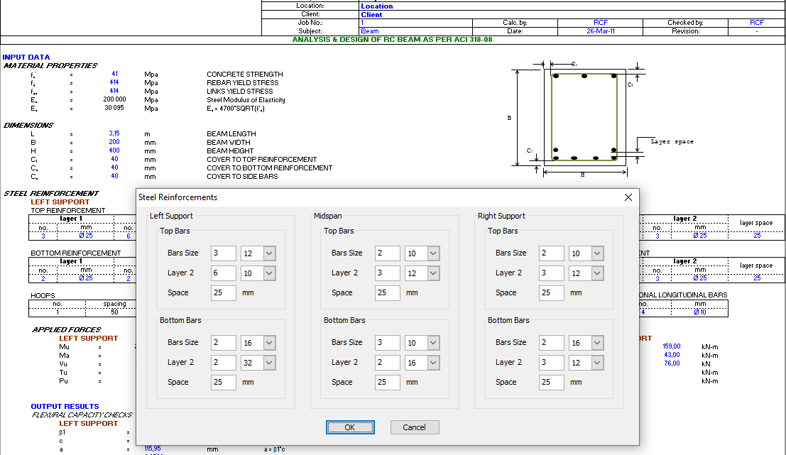 AIC318-08 RC Beam spreadsheet