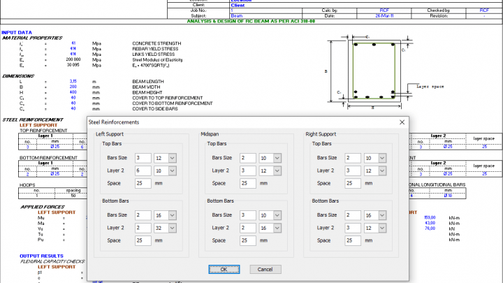 AIC318-08 RC Beam spreadsheet