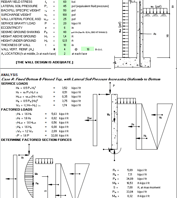 Basement Retaining Wall Design Spreadsheet