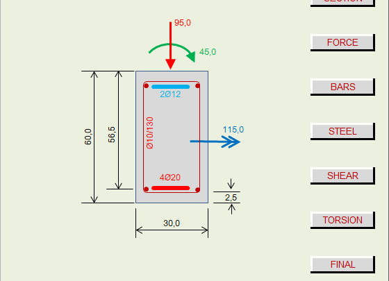 Beam design including torsion spreadsheet