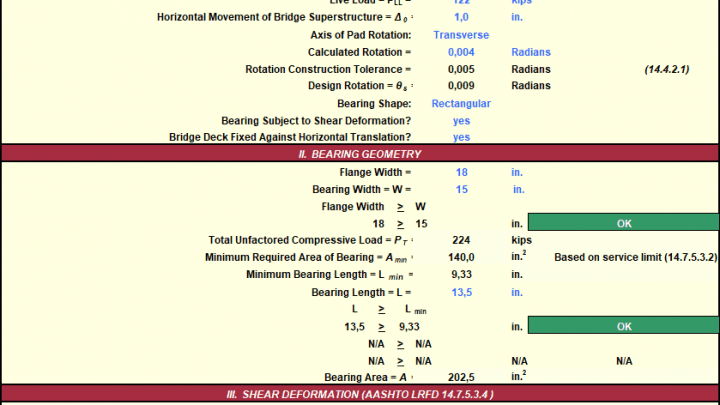 Bridge Bearing Design Method B Spreadsheet