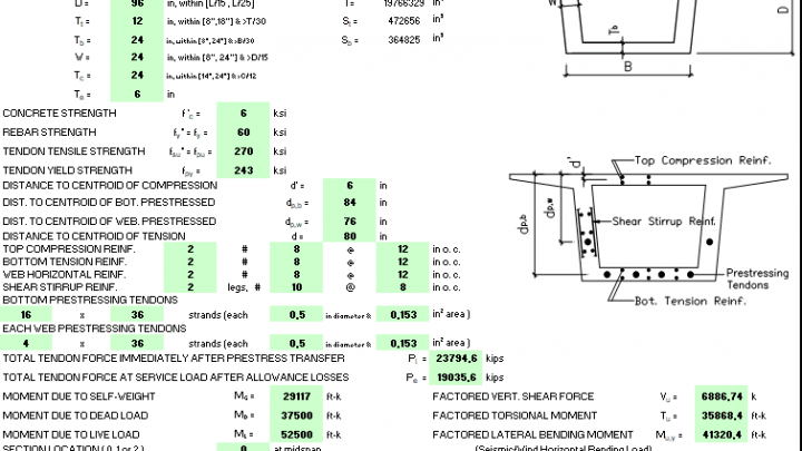 Bridge Design for Prestressed Concrete Spreadsheet