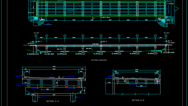 Bridge Elevations and Sections Free DWG