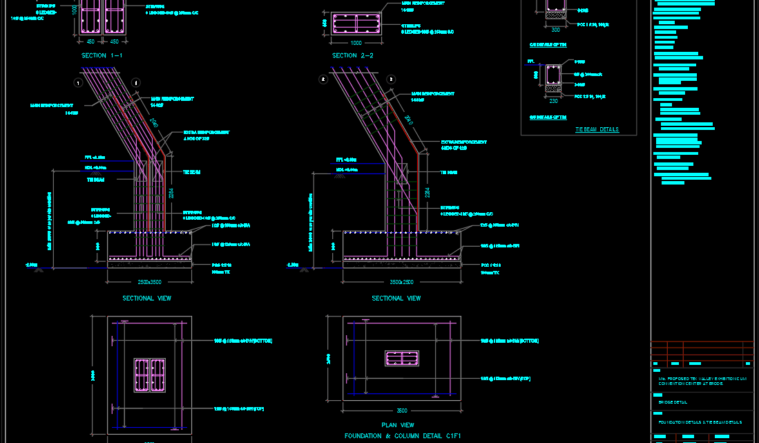 Bridge Foundation and column details Free DWG