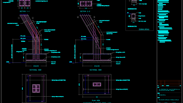 Bridge Foundation and column details Free DWG