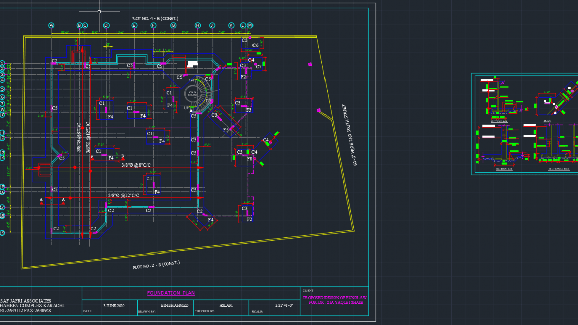 Bunglaw Foundation template Free Drawing