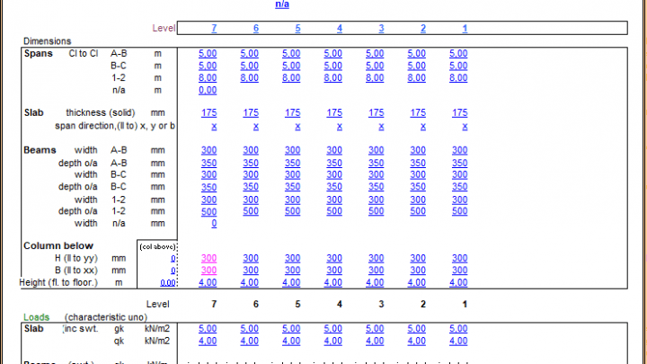 Column take down and design for symmetrically reinforced rectangular Columns Spreadsheet