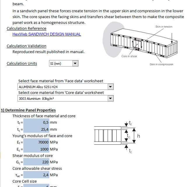 Light-weight Composite Beam Design Spreadsheet