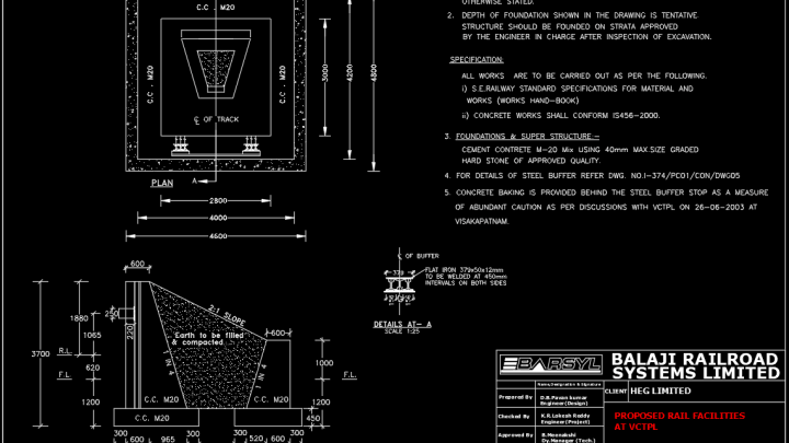 Concrete Backing for Buffer Stop Free Drawing