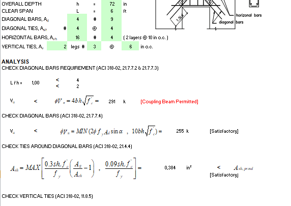 Coupling Beam Design Spreadsheet