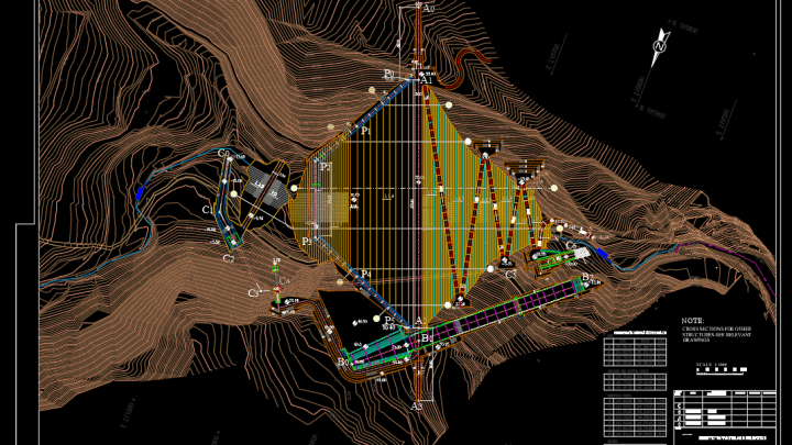 Dam structure Layout Free DWG