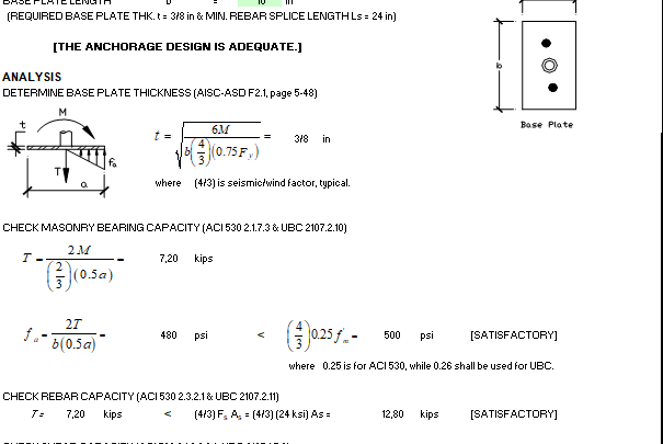 Design for Bending Post at Top of Wall Spreadsheet