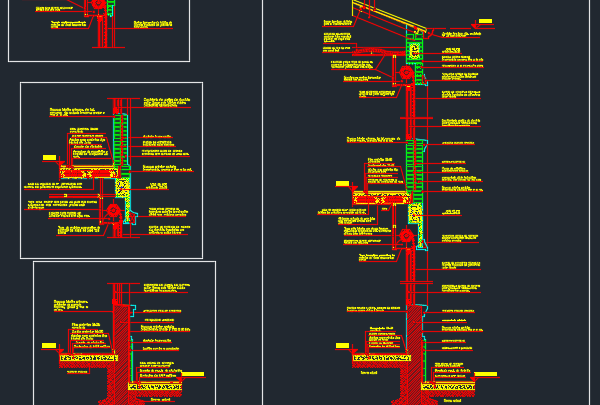 Facade in section view, details and specifications FREE DWG