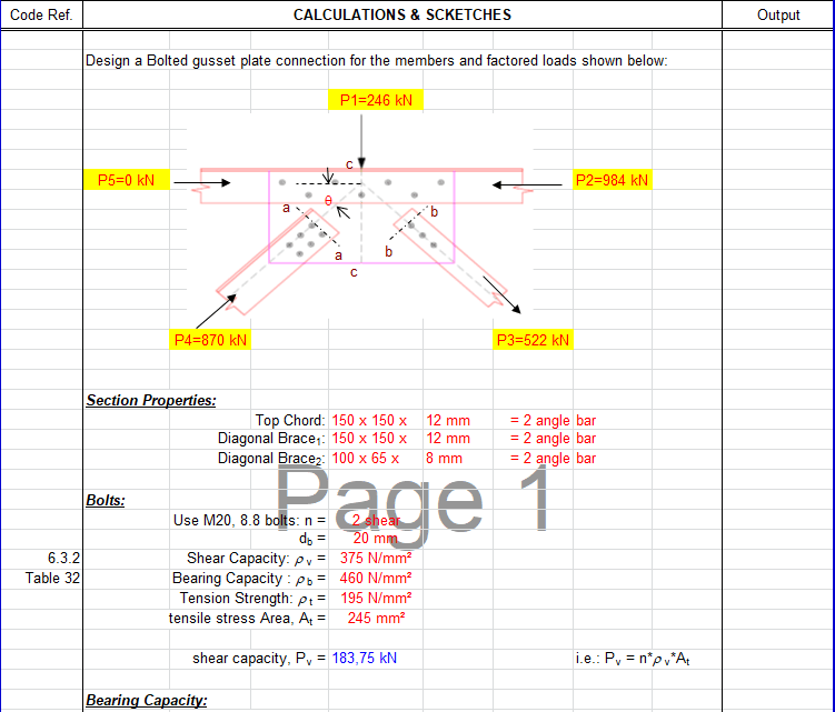 Gusset Plate Connection for Truss Spreadsheet