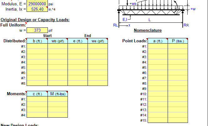 Joist Analysis Spreadsheet