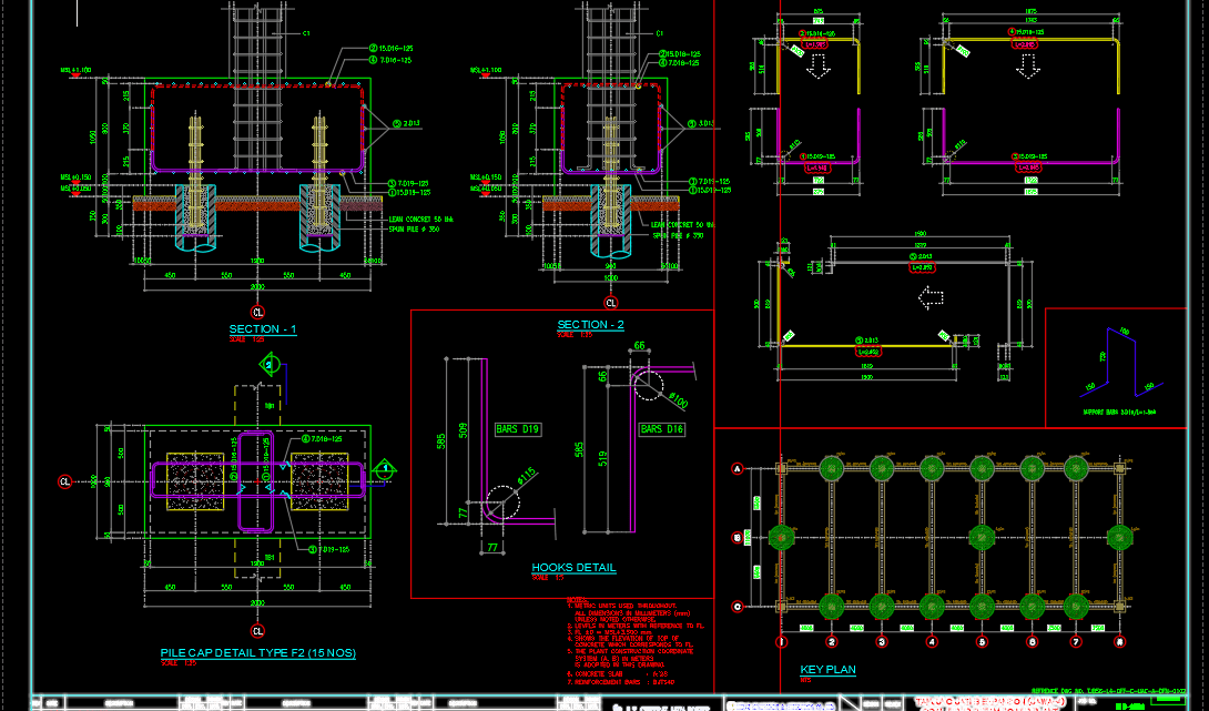 Pile cap details free dwg