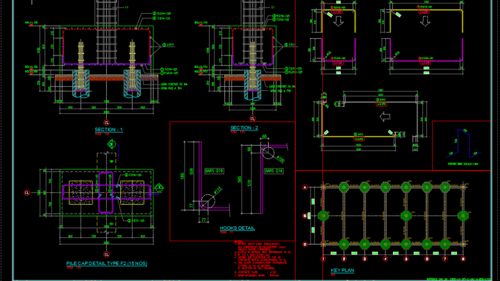 Pile cap details free dwg