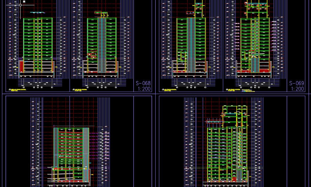 Podium framing elevation free drawing