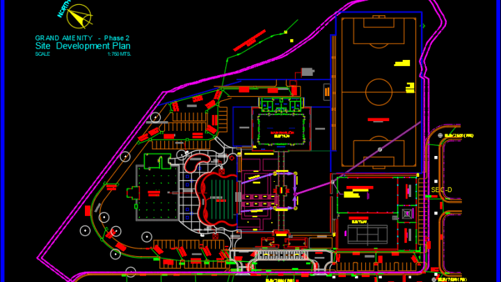 Resort site plan and drainage reflection Free drawing