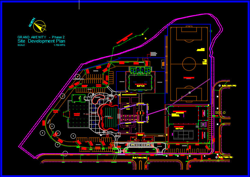 Resort site plan and drainage reflection Free drawing