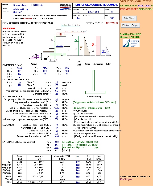  Retaining Wall Design Spreadsheet 