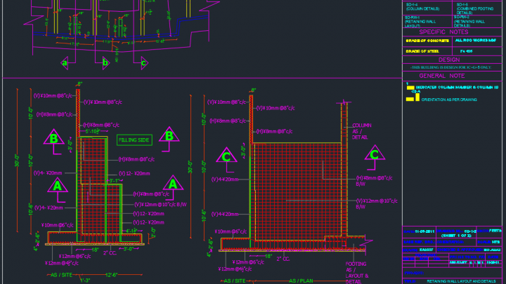 Retaining Wall Layout and details Free Drawing