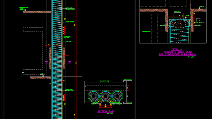 Shoring Piles details free drawing