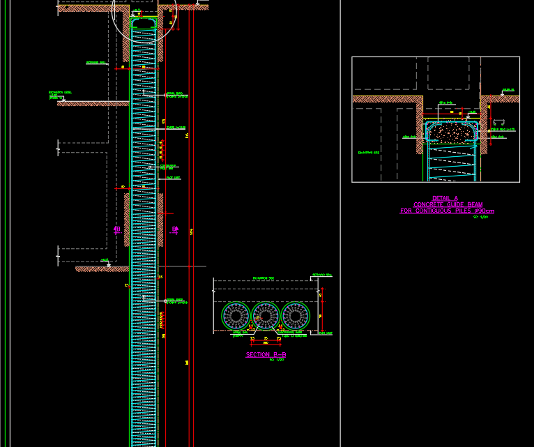 Shoring Piles details free drawing