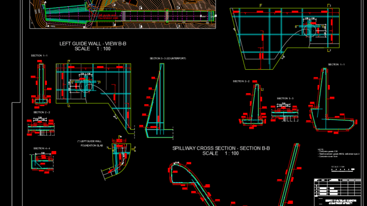 Spillway and Walls Reinforcement Free DWG