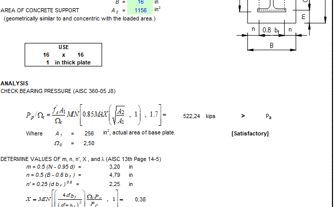 WF Base Plate Design Based on AISC Manual spreadsheet