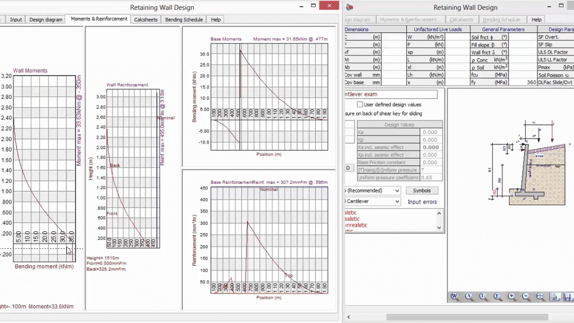 Analysis and design of Cantilever Retaining Wall Using Prokon