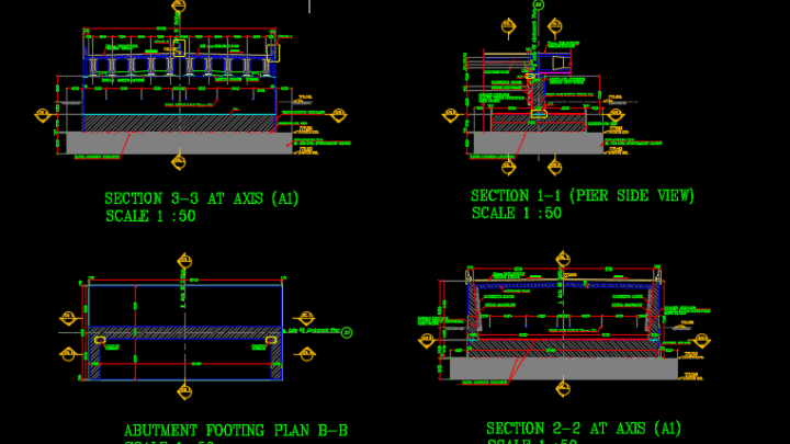 Bridge Abutment Details Autocad Drawing