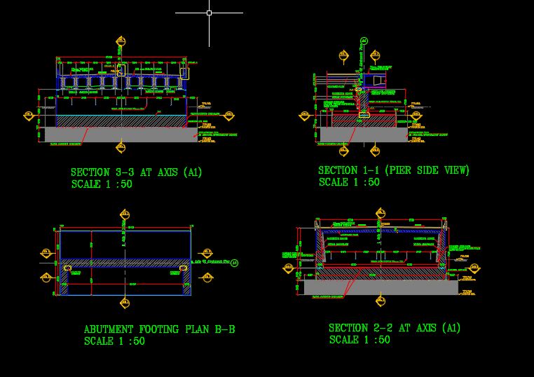 Bridge Abutment Details Autocad Drawing