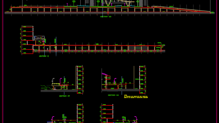 Bridge Elevation and Cross Section Details Free Autocad Drawing