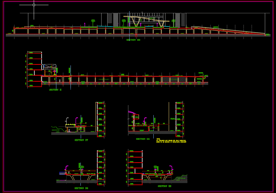 Bridge Elevation and Cross Section Details Free Autocad Drawing