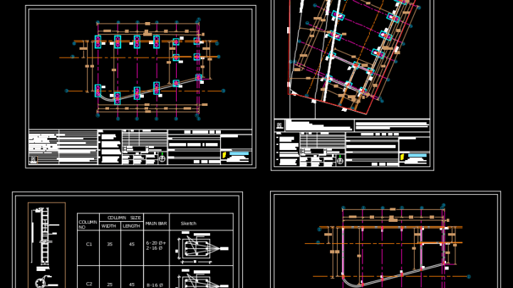 COMMERCIAL BUILDING Columns and Piles Details Autocad Drawing